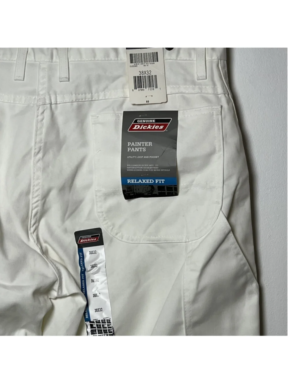 Genuine Dickies White Painter Pants NEW Relaxed Fit Utility Work Trousers 38x32